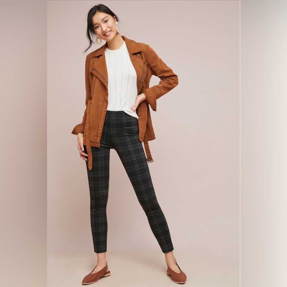 Anthropologie Plaid Pintucked Leggings